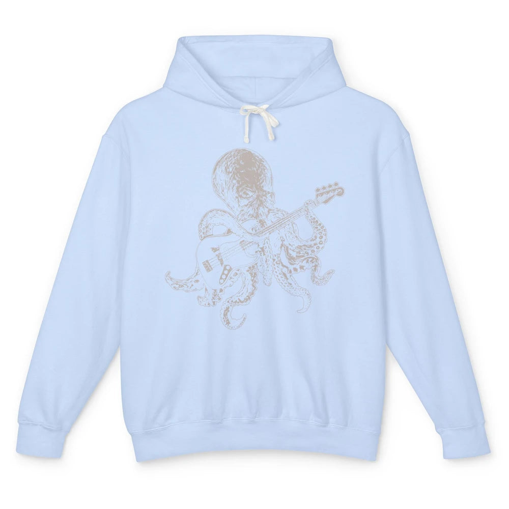 Funny Octopus Playing Guitar Guitarist Musician Bassist Unisex Lightweight Hoodie