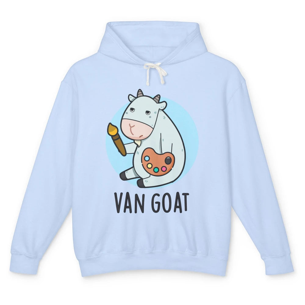 Funny Van Goat Humor Cute Farm Animal Artist Pun Sarcastic Unisex Lightweight Hoodie