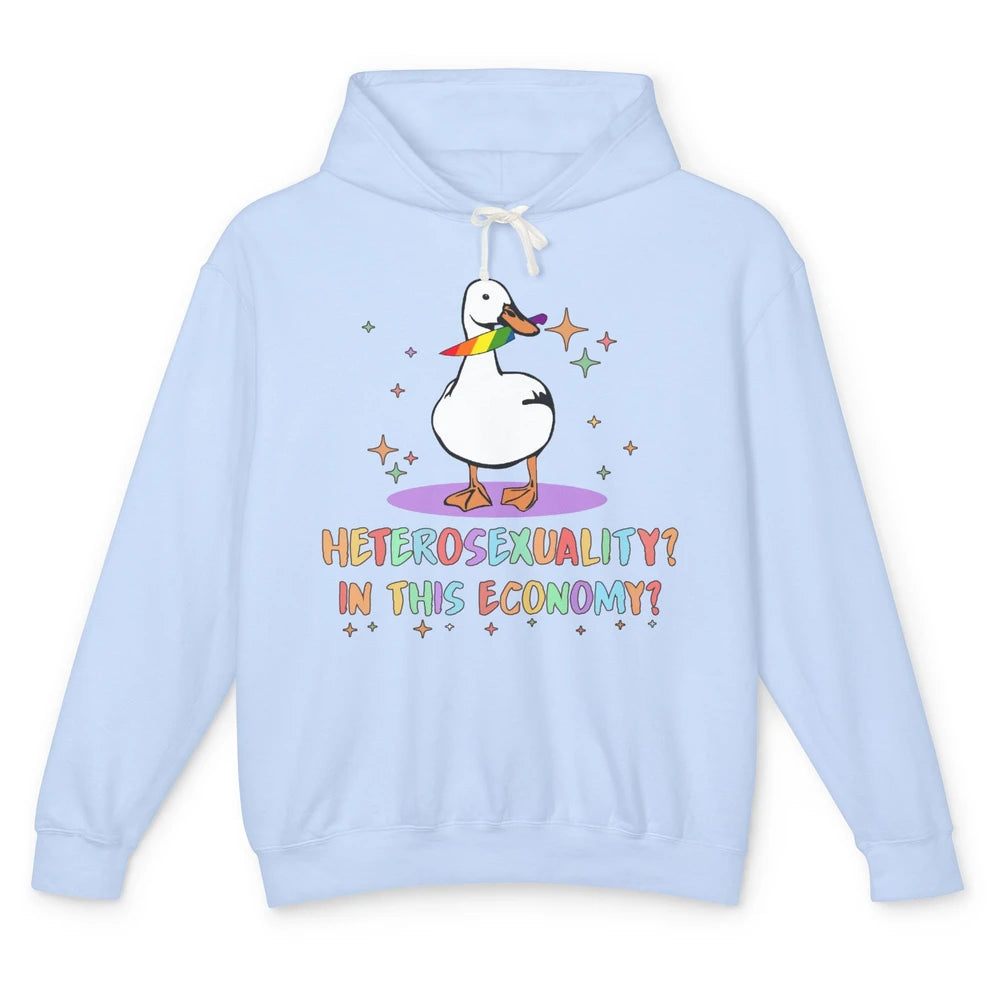 Heterosexuality In This Economy LGBT Goose Rainbow Gay Pride Unisex Lightweight Hoodie