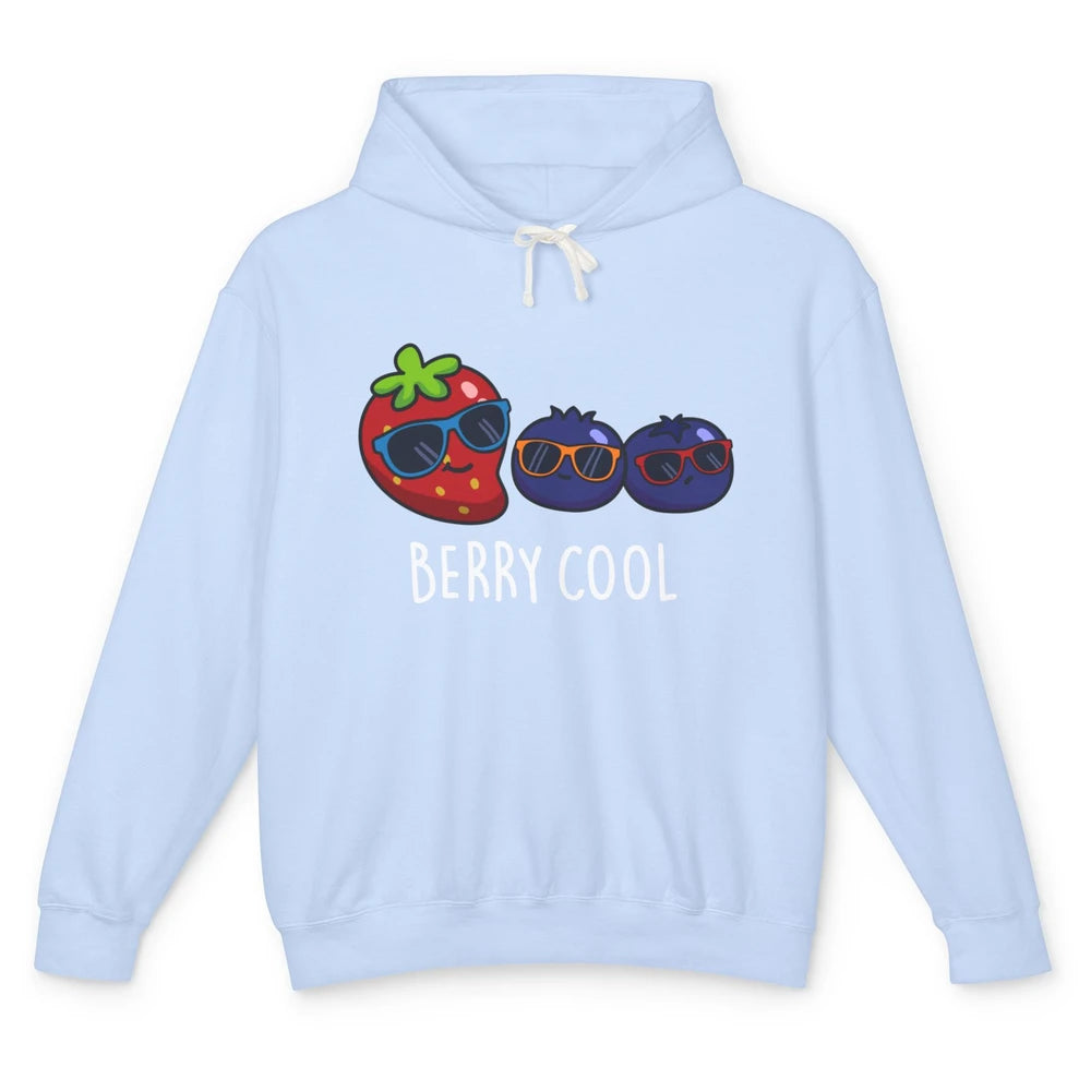 Berry Cool Funny Strawberry Pun Best Friend Summer Retro Unisex Lightweight Hoodie