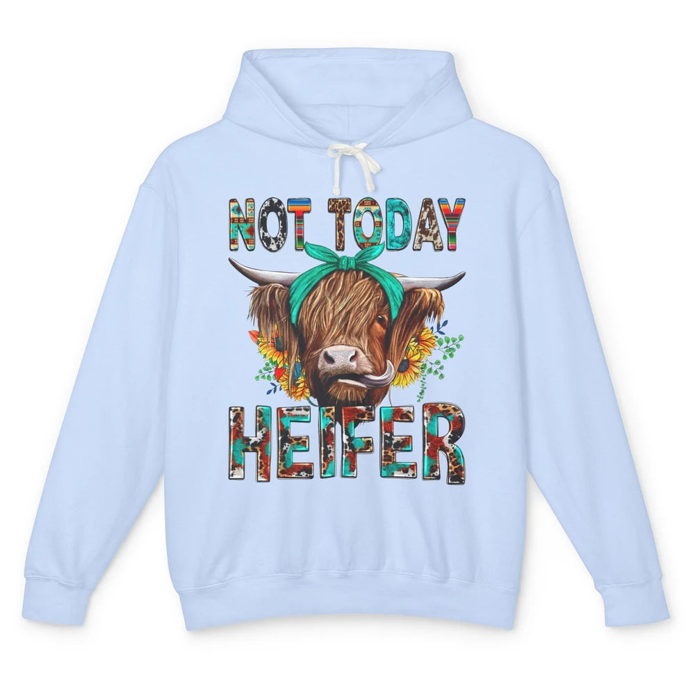 Leopard Highland Cow Sunglasses Not Today Heifer Western Cow Unisex Lightweight Hoodie