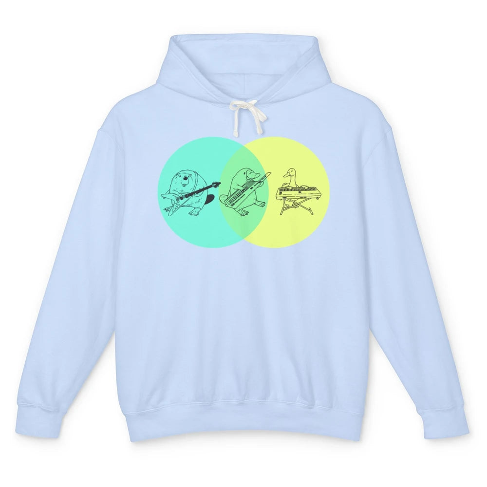 Keytar Platypus Venn Diagram Green Yellow Guitarist Music Unisex Lightweight Hoodie