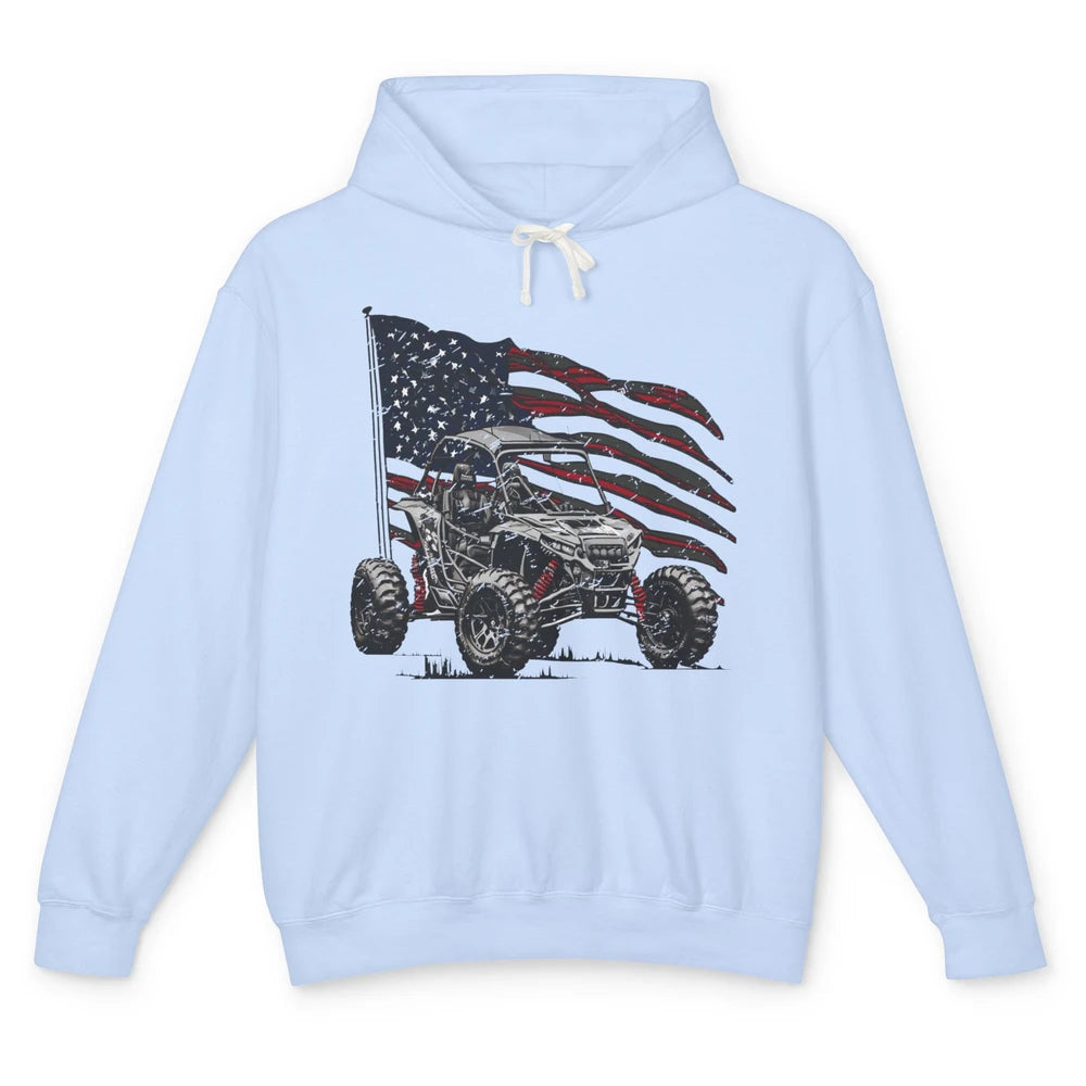 US Flag ATV UTV Rider July 4th American Patriotic Mud Riding Unisex Lightweight Hoodie