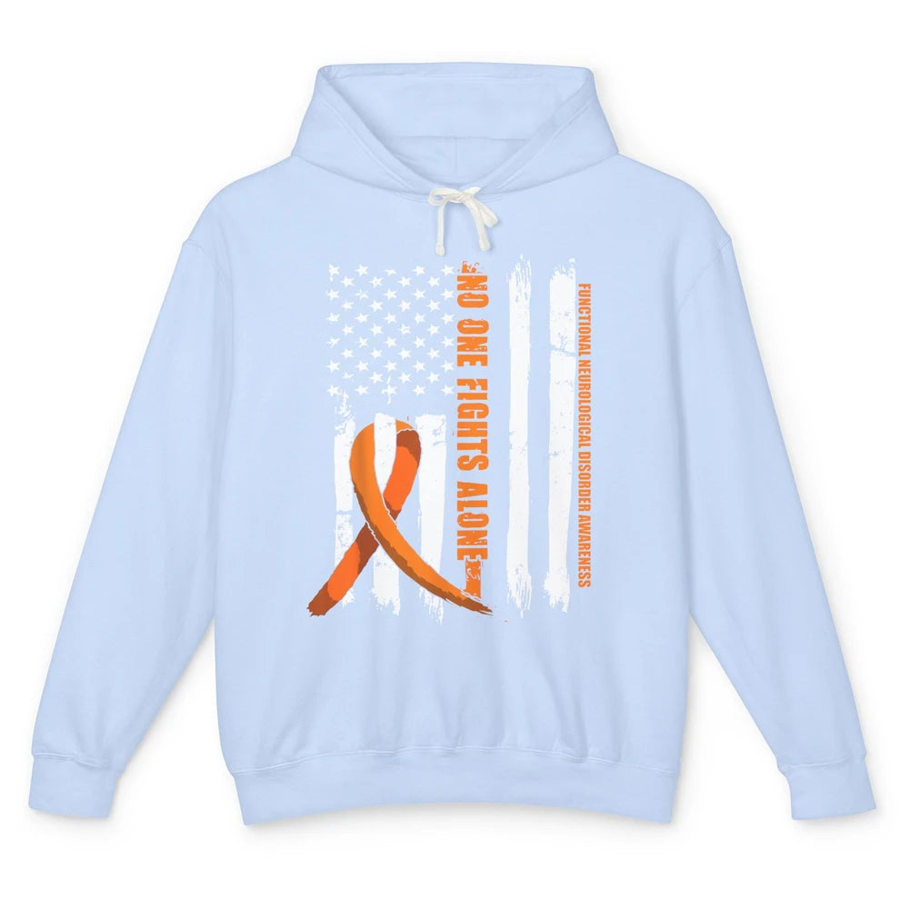 Functional Neurological Disorder FND Orange Ribbon US Flag Unisex Lightweight Hoodie