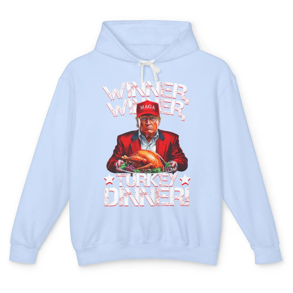 Funny Trump Winner Turkey Dinner Thanksgiving Donald Trump President Republican Political Humor Unisex Lightweight Hoodie