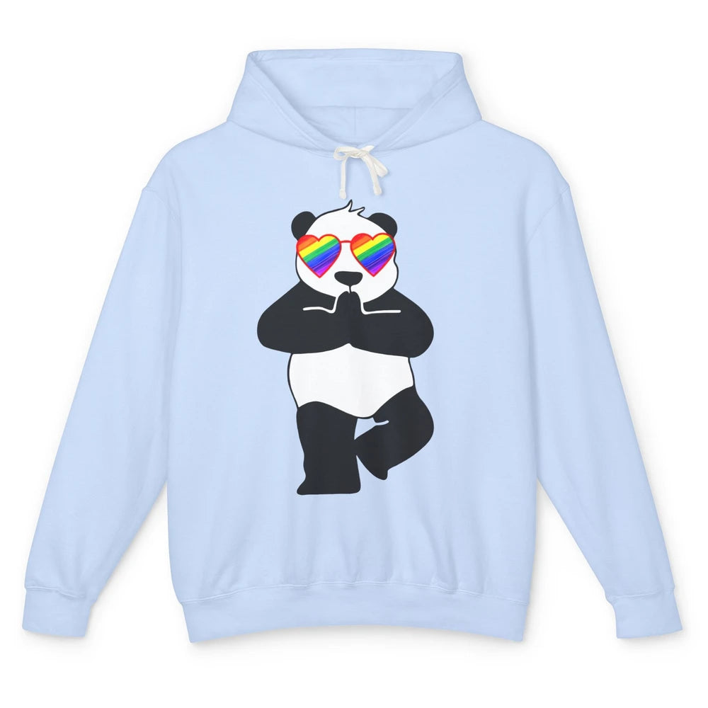 Yoga Panda LGBT Gay Pride Month Rainbow Sunglasses Love Unisex Lightweight Hoodie