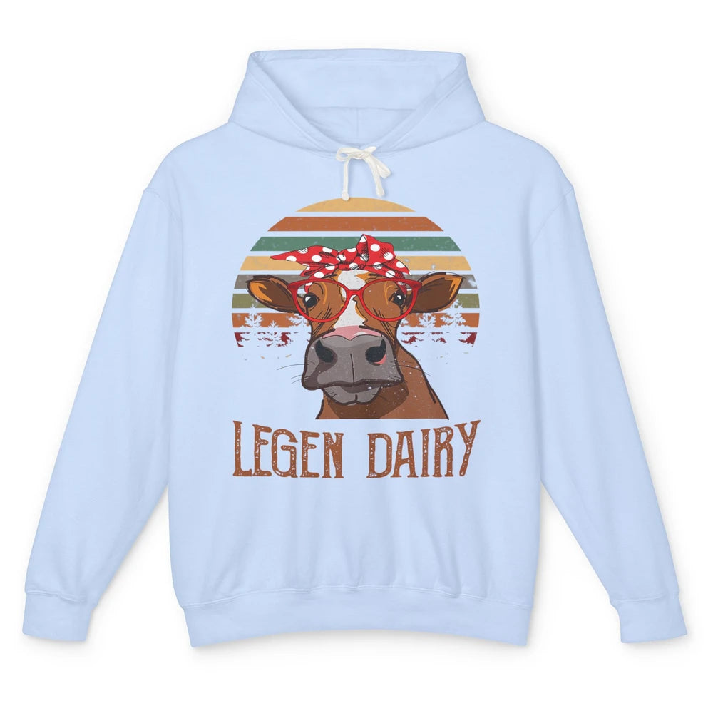 Retro Funny Highland Cow Legend Dairy Heifer Farm Animal Unisex Lightweight Hoodie