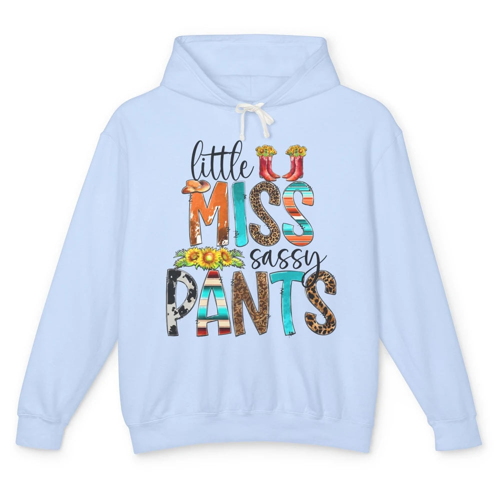 Sunflower Cowgirl Boots Hat Little Miss Sassy Pants Western Unisex Lightweight Hoodie