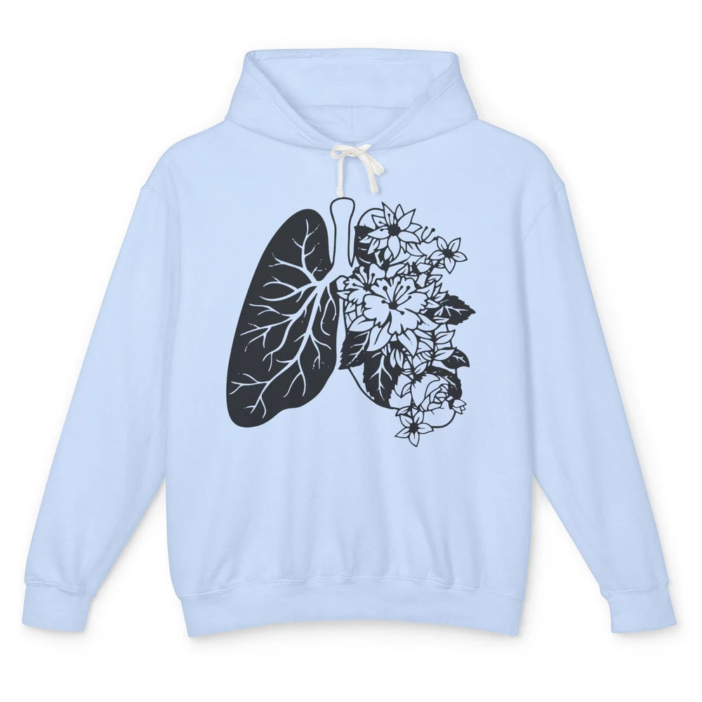 Anatomical Lungs Floral Breathe Respiratory Therapy RT Unisex Lightweight Hoodie