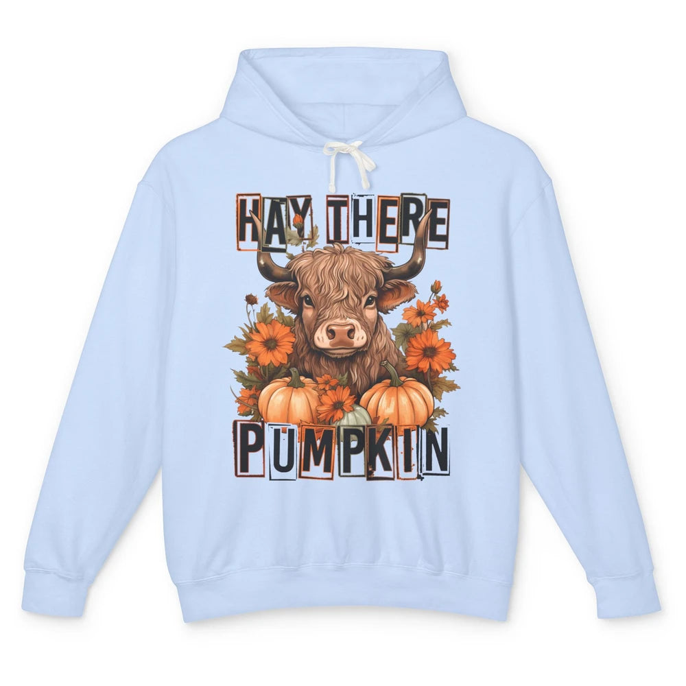 Hay Fall Highland Cow Pumpkin Western Country Farm Autumn Unisex Lightweight Hoodie