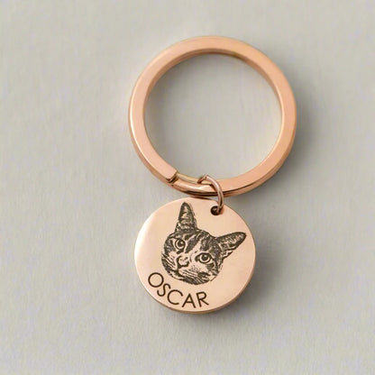 custom engraved pet portrait keychain - pet memorial gifts