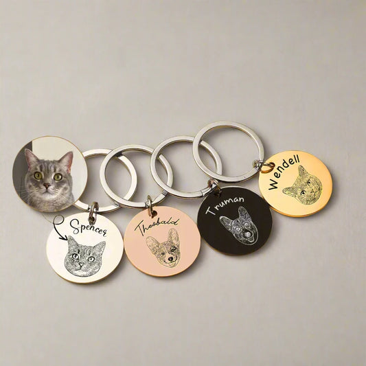 custom engraved pet portrait keychain