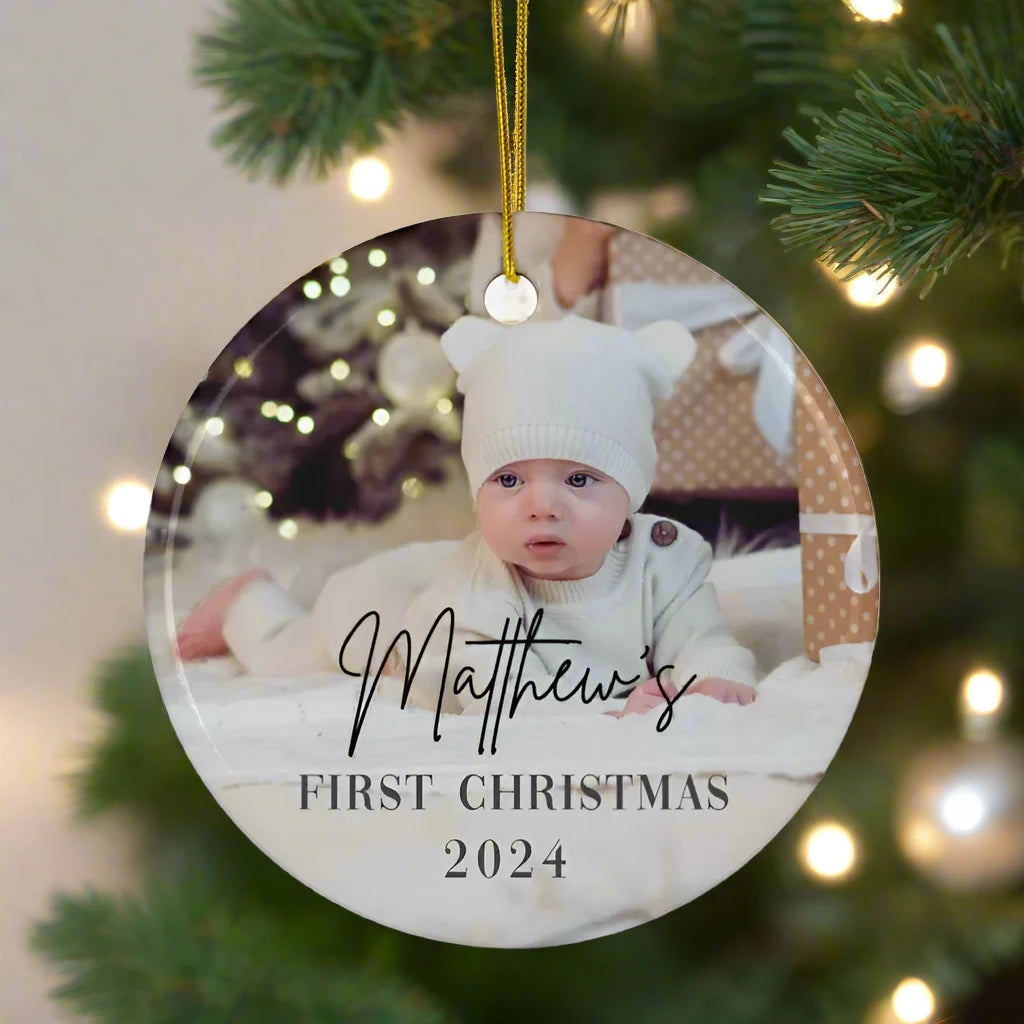 Baby's First Christmas Ornament - Personalized Christmas Gifts - Custom Newborn Keepsakes