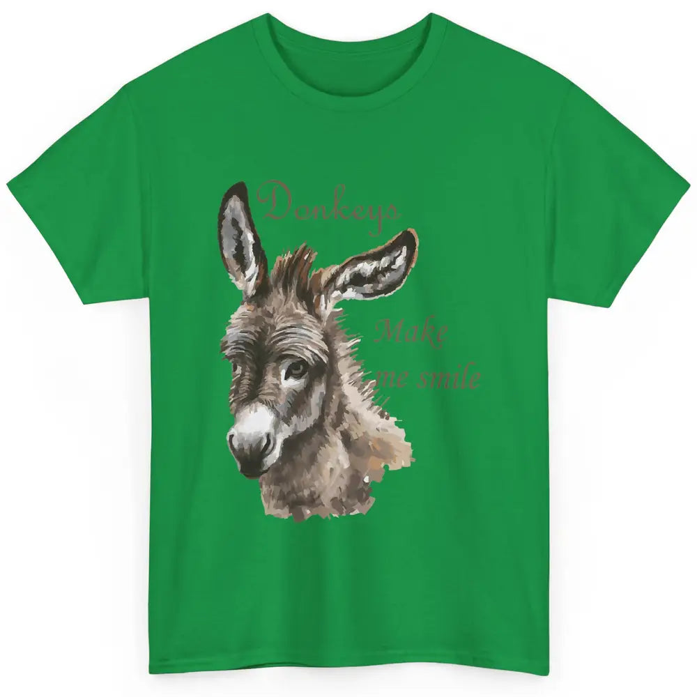 Watercolor Donkey Make Me Smile Farming Life Farm Animal Classic Unisex T-Shirt