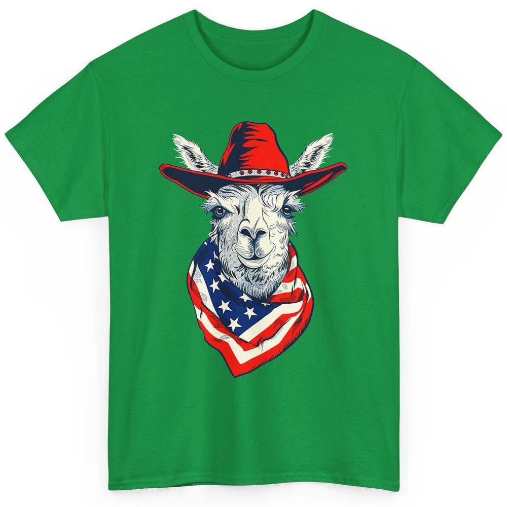 Funny Alpaca Cowboy Western Country Llama Rodeo USA Flag Retro Howdy Classic Unisex T-Shirt