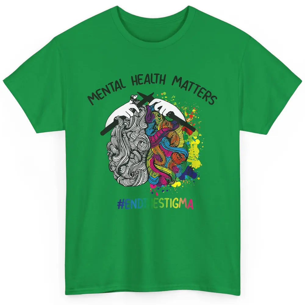 Brain Knitting Mental Health Matters Awareness Crochet Quilt Classic Unisex T-Shirt