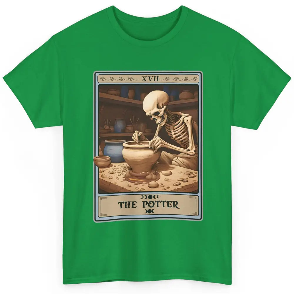 Retro Skeleton The Potter Tarot Card Halloween Pottery Lover Classic Unisex T-Shirt