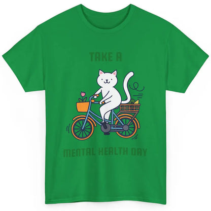 Take A Mental Health Day Cute Cat Bike Positive Therapist Classic Unisex T-Shirt