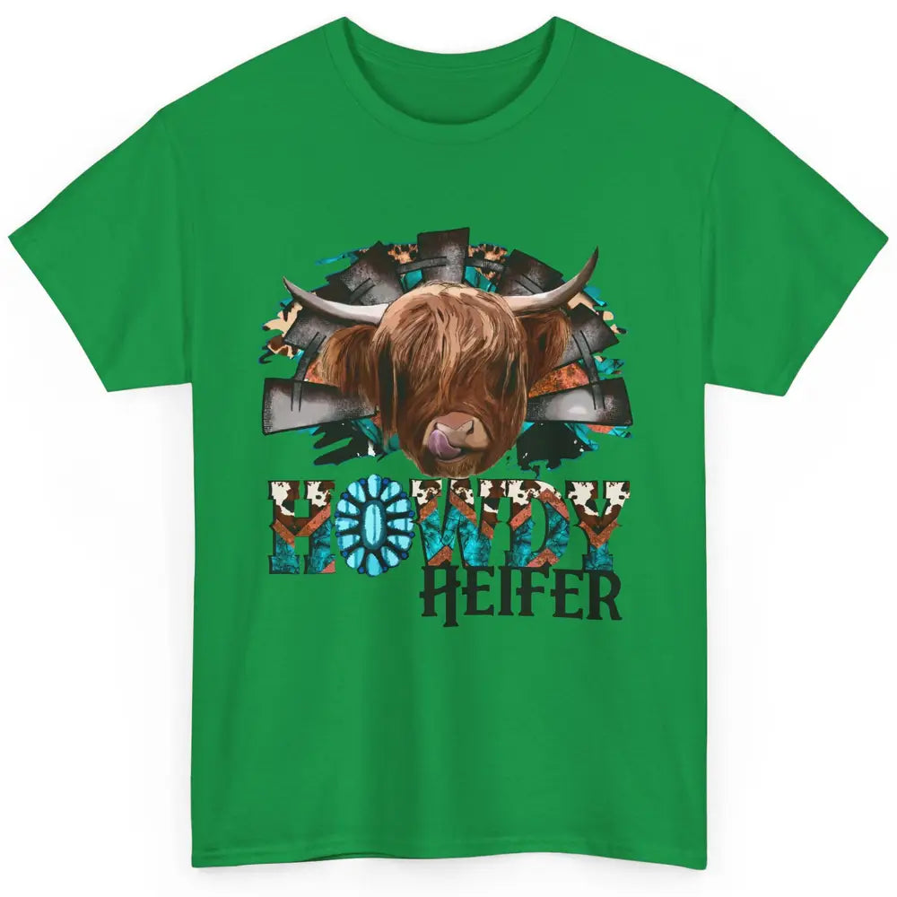 Leopard Highland Cow Howdy Heifer Western Country Cowboy Classic Unisex T-Shirt