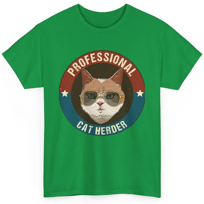 Vintage Cat Glasses Professional Cat Herder Cat Mom Cat Dad Classic Unisex T-Shirt