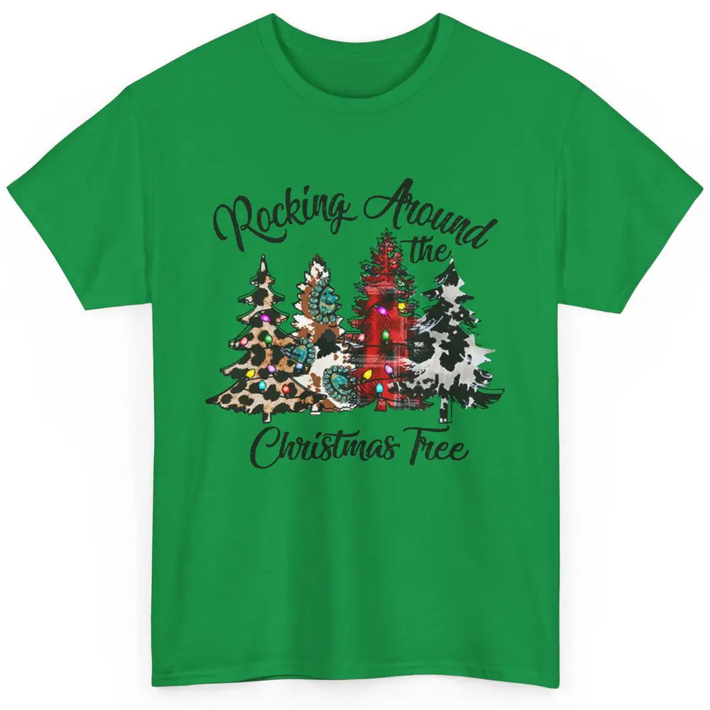 Leopard Christmas Tree Rocking Around Christmas Tree Western Classic Unisex T-Shirt