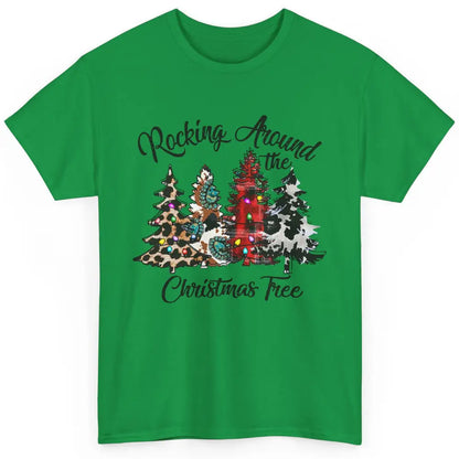 Leopard Christmas Tree Rocking Around Christmas Tree Western Classic Unisex T-Shirt