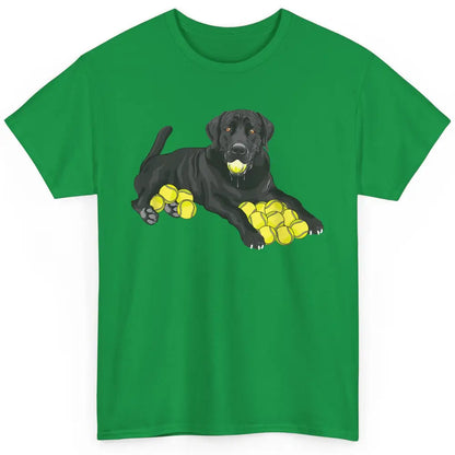 Funny Black Labrador Retriever Dog Play Tennis Balls Player Classic Unisex T-Shirt