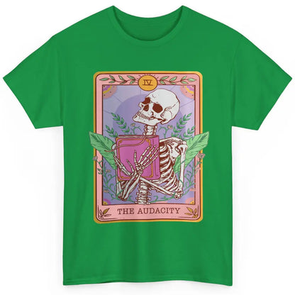 Retro Skeleton Reading Book The Audacity Plants Tarot Card Classic Unisex T-Shirt