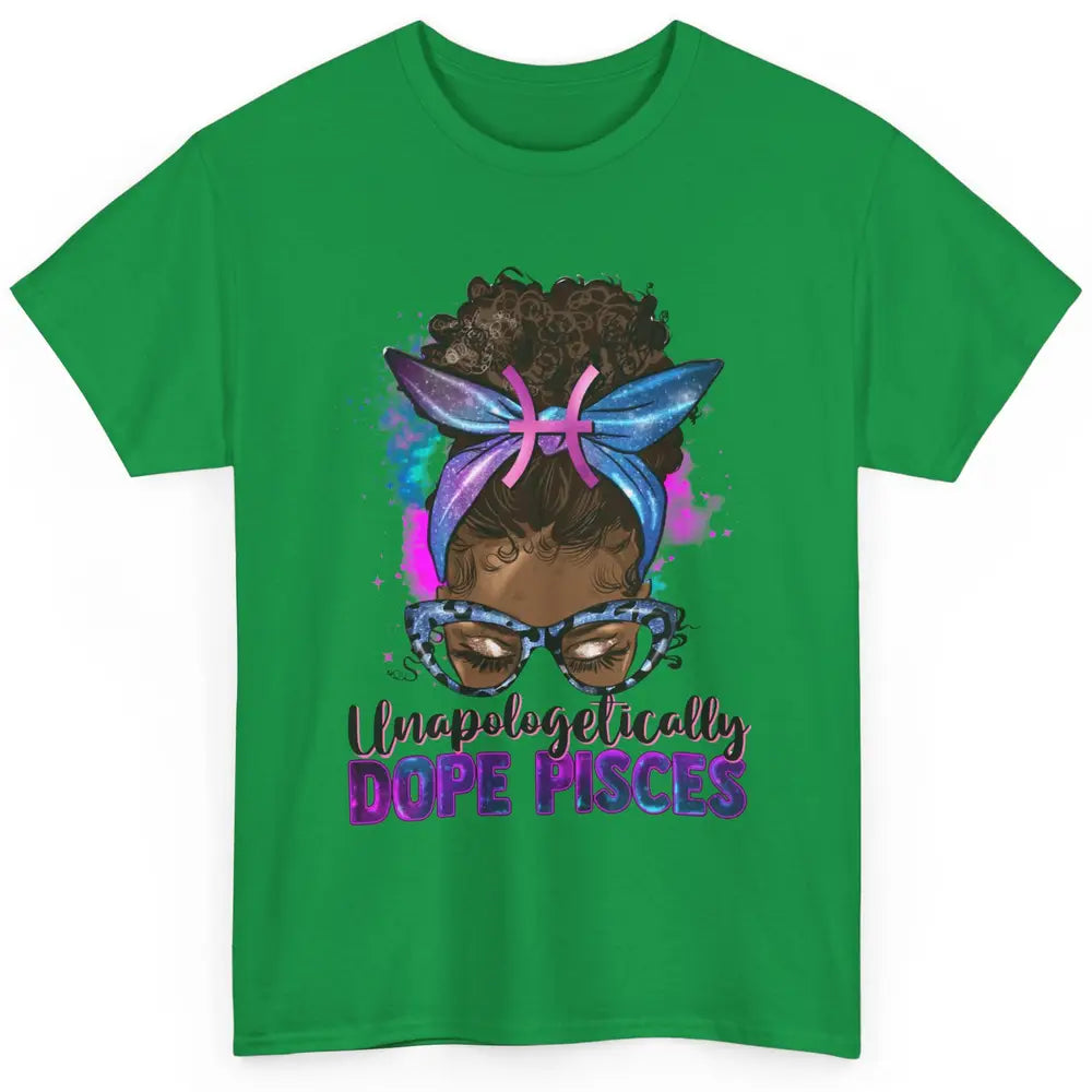 Unapologetically Dope Pisces Zodiac Leopard Afro Messy Bun Classic Unisex T-Shirt