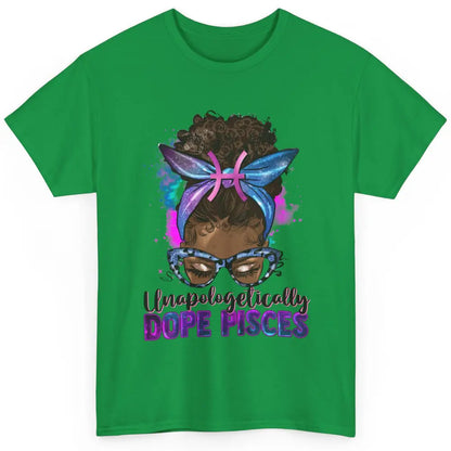 Unapologetically Dope Pisces Zodiac Leopard Afro Messy Bun Classic Unisex T-Shirt