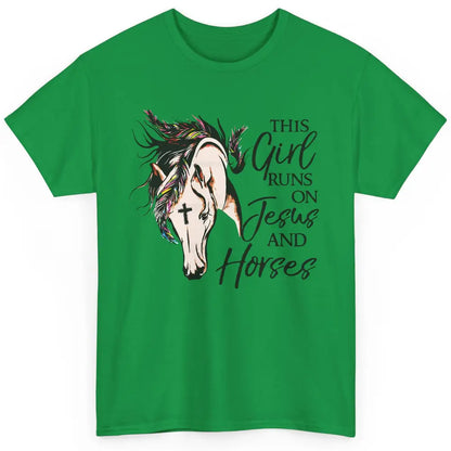 Christian This Girl Runs On Jesus And Horses Western Cowgirl Classic Unisex T-Shirt