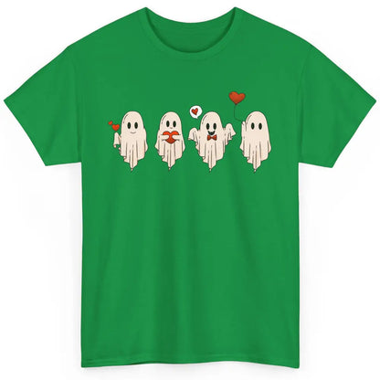 Cute Ghost Valentines Red Heart Spooky Valentine's Day Classic Unisex T-Shirt