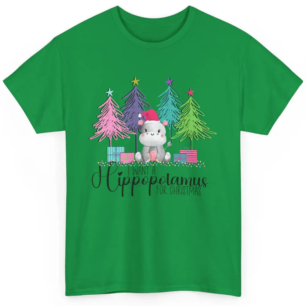 I Want A Hippopotamus For Christmas Tree Hippo Doodle Draw Classic Unisex T-Shirt