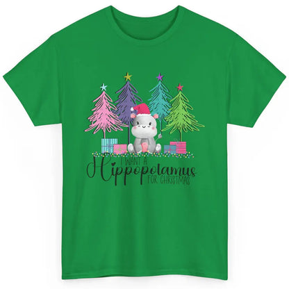 I Want A Hippopotamus For Christmas Tree Hippo Doodle Draw Classic Unisex T-Shirt