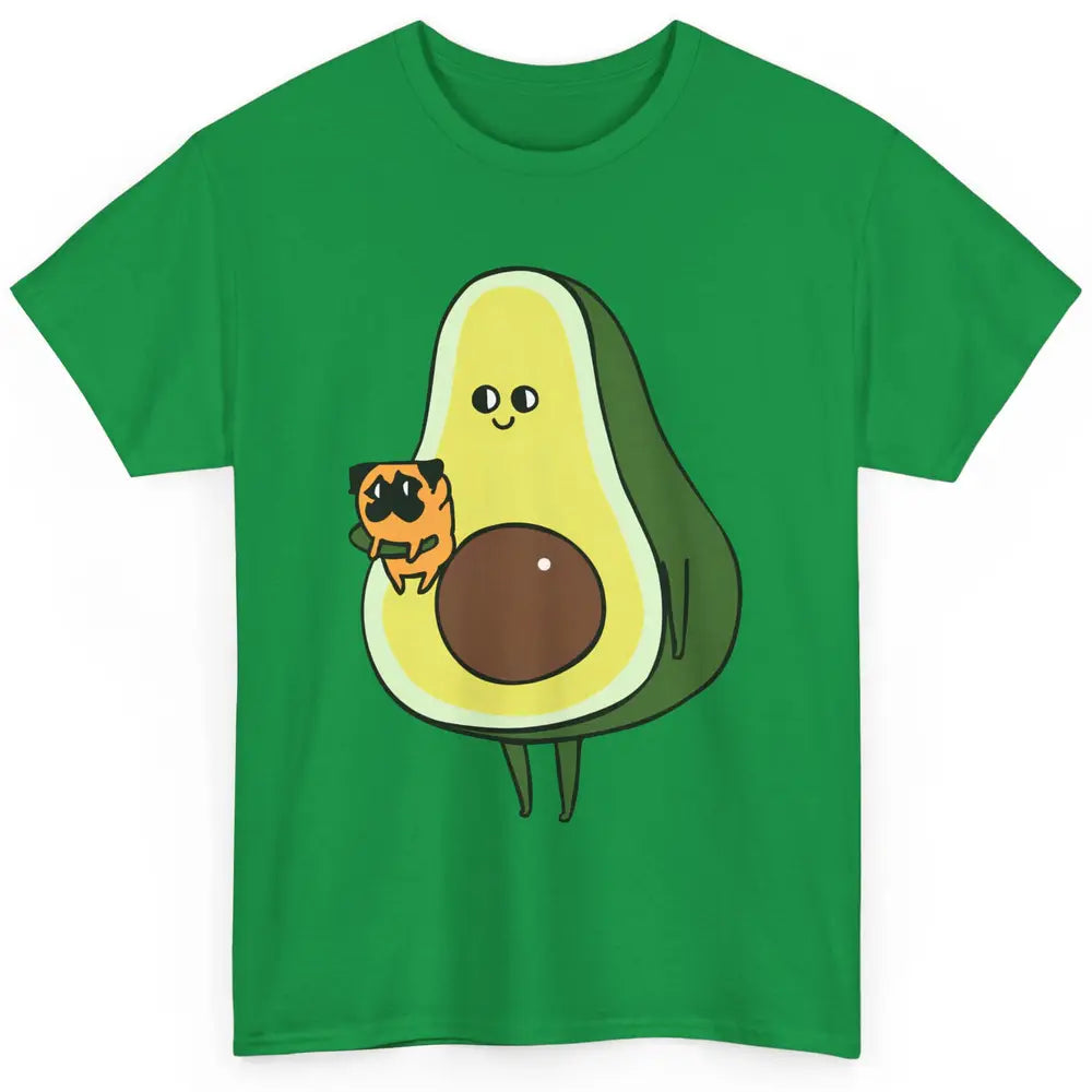 Avocado With Pug Funny Avocado Vegan Pug Lovers Gift Classic Unisex T-Shirt