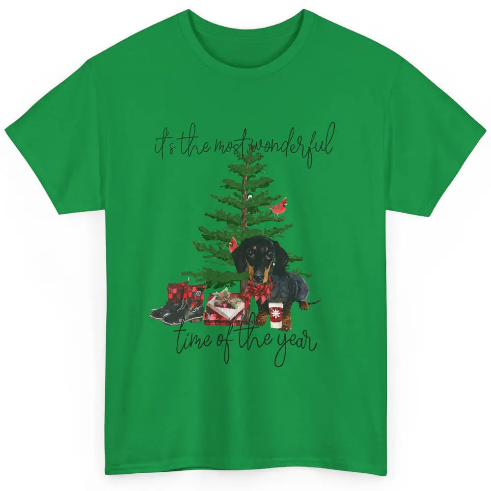 Dachshund Christmas Tree The Most Wonderful Time Of The Year Classic Unisex T-Shirt