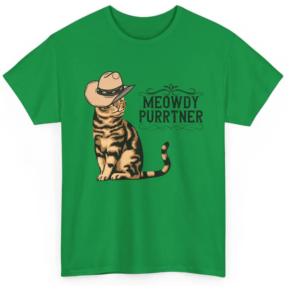 Funny Cat Cowboy Meowdy Purrtner Western Country Cat Mom Classic Unisex T-Shirt