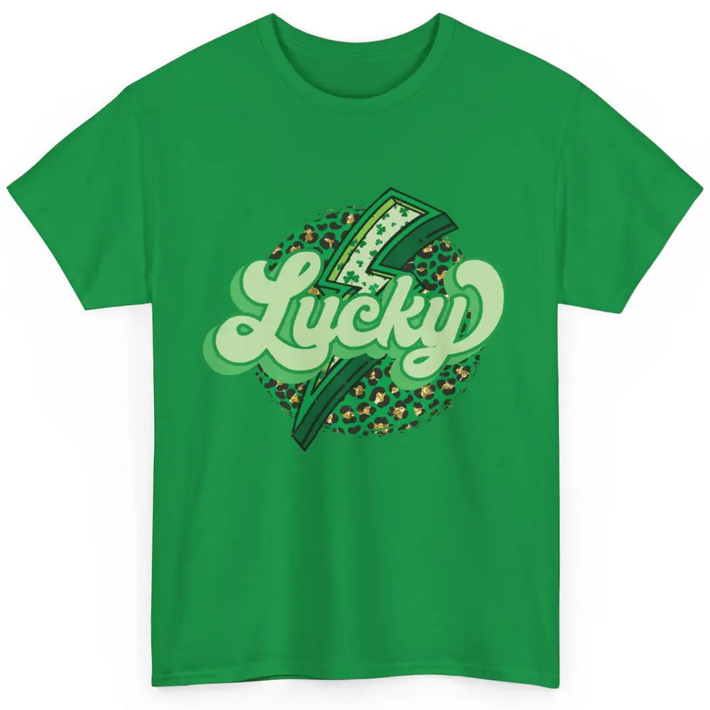 St Patrick Leopard Shamrocks Lucky Lightning Bolt Western Classic Unisex T-Shirt