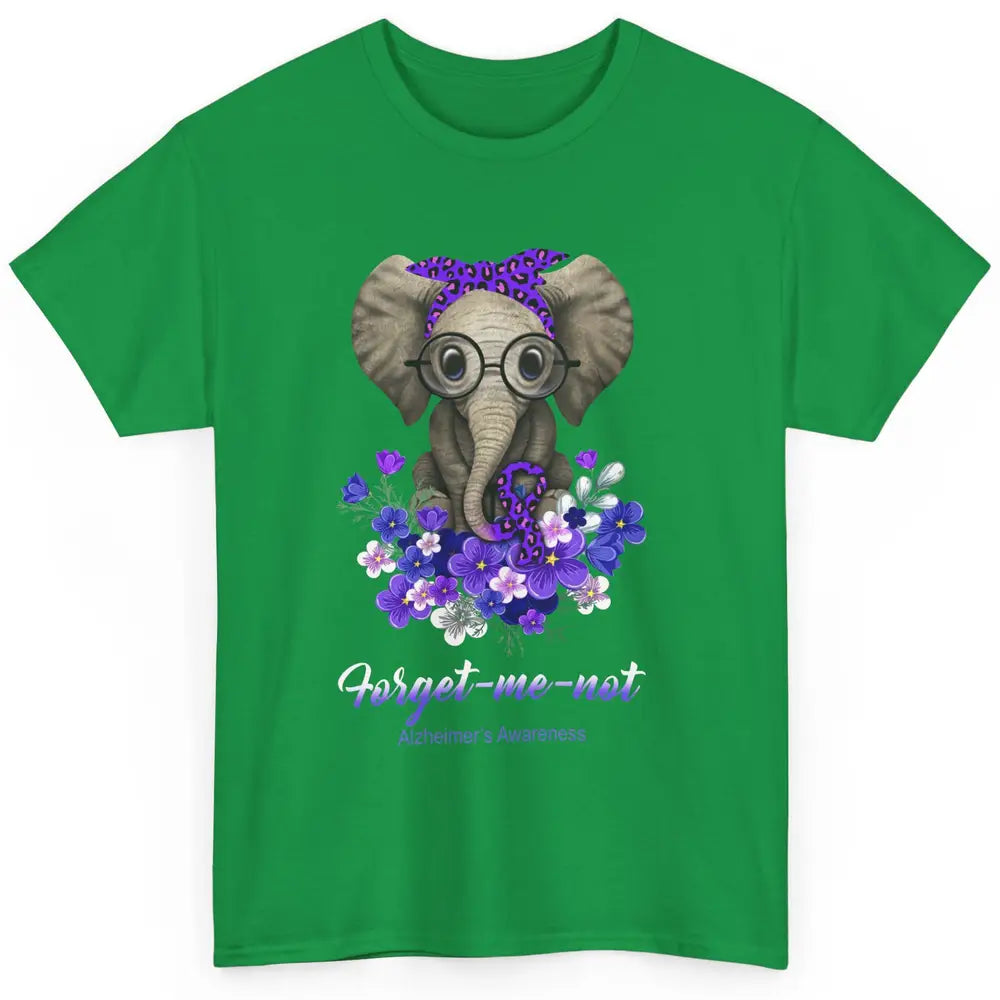 Alzheimer Awareness Purple Ribbon Elephant Forget Me Not Classic Unisex T-Shirt