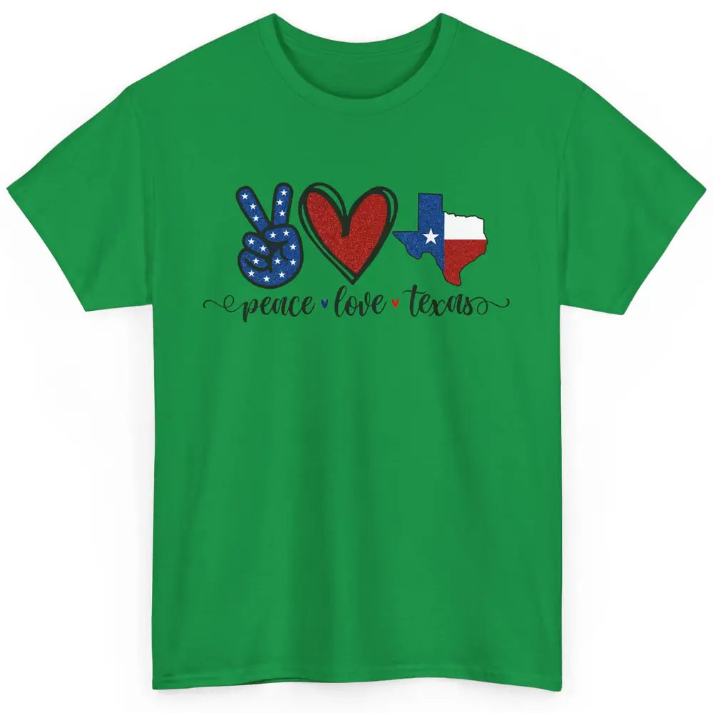 US Flag Peace Love Texas State Map Texan Pride Western Classic Unisex T-Shirt