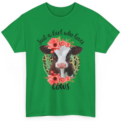 Cute Just A Girl Love Cow Heifer Floral Highland Cow Farm Classic Unisex T-Shirt