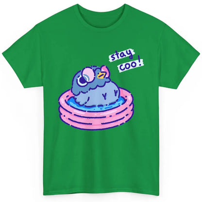 Cute Stay Coo Pigeon Swimming Pink Pool Bird Lover Kawaii Classic Unisex T-Shirt