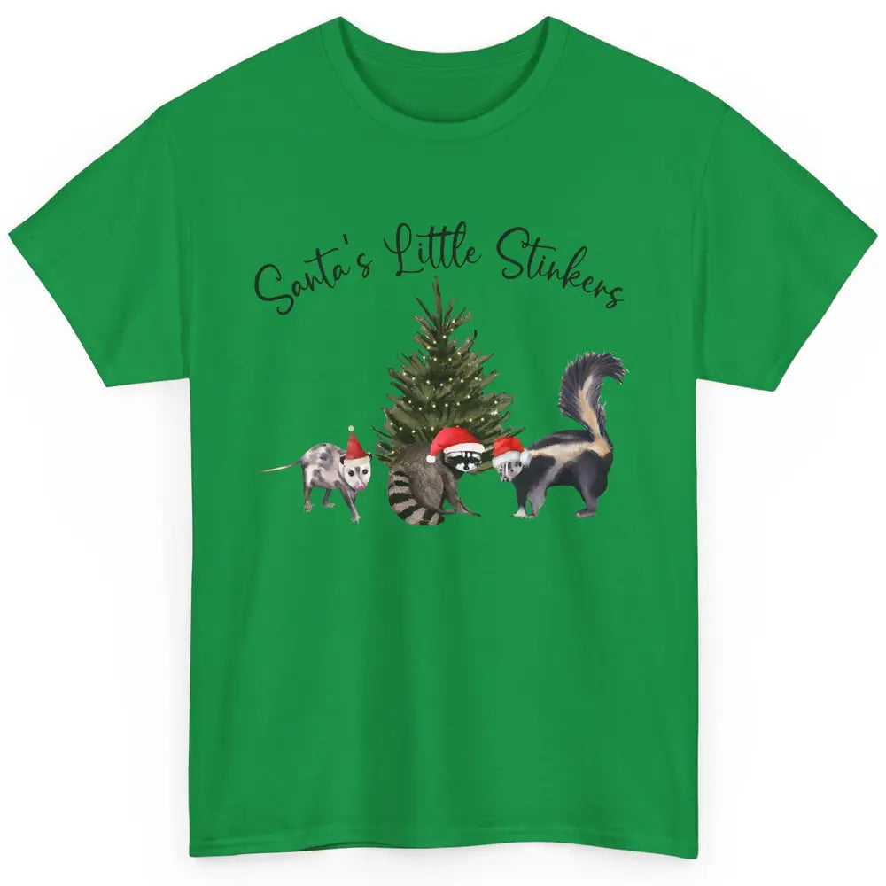 Funny Santa's Little Stinkers Christmas Raccoon Opossum Classic Unisex T-Shirt