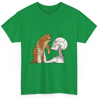 Cat And Skeleton Best Friends Of Cat Funny Orange Cat Kitten Classic Unisex T-Shirt