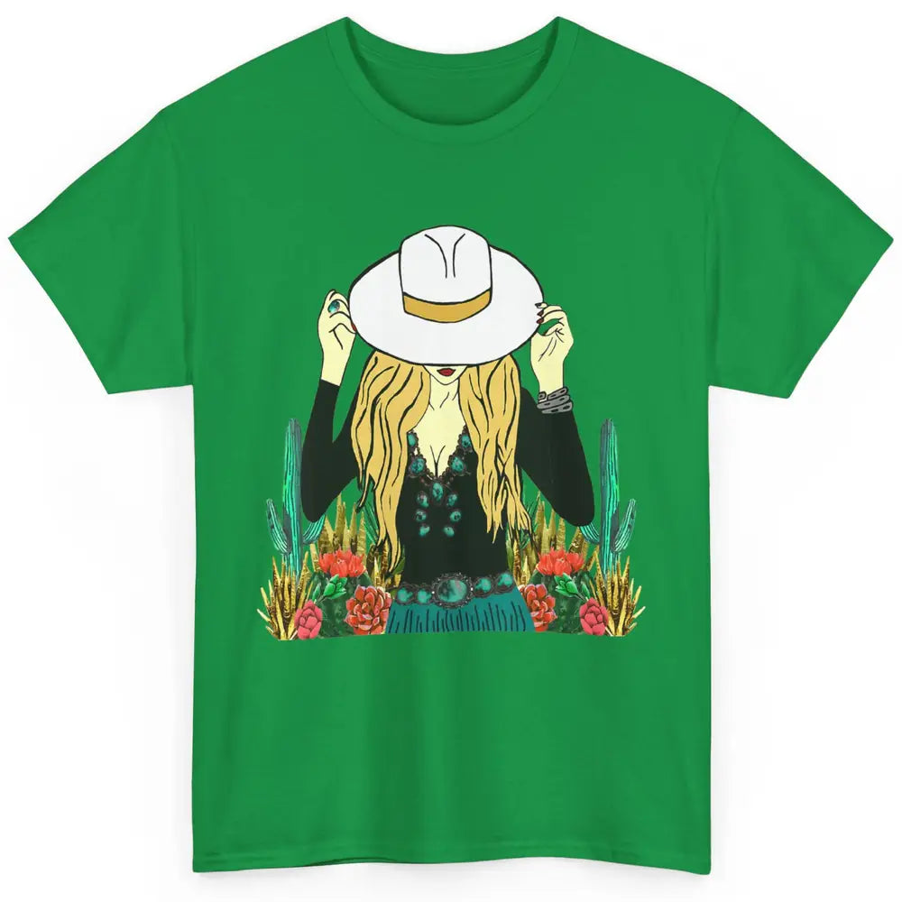 Desert Punchy Cowgirl Hat Western Country Cactus Howdy Retro Classic Unisex T-Shirt