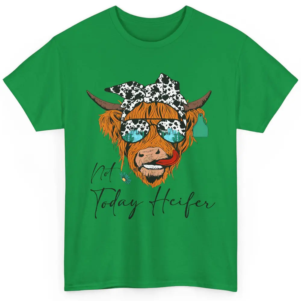 Desert Highland Cow Sunglasses Not Today Heifer Cow Lovers Classic Unisex T-Shirt