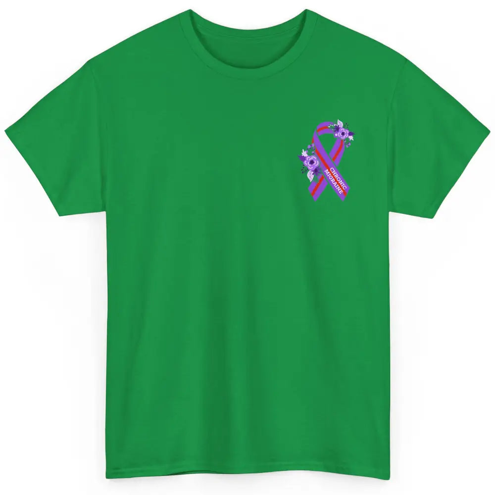 Chronic Migraine Awareness Support Purple Ribbon Pocket Size Classic Unisex T-Shirt