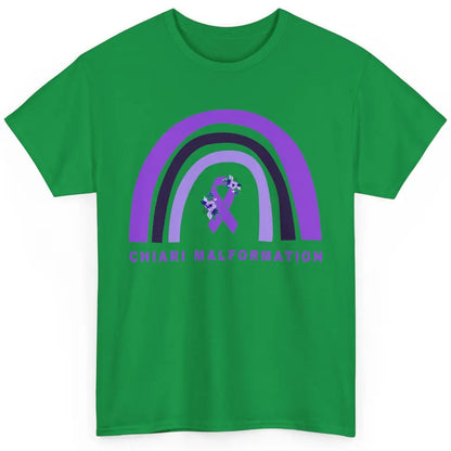 Chiari Malformation Awareness Floral Purple Ribbon Rainbow Classic Unisex T-Shirt