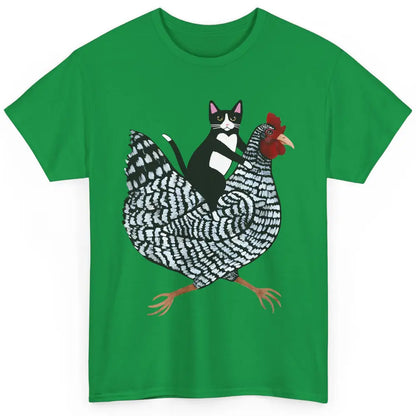 Tuxedo Cat On A Chicken Funny Cat Kitty Chicken Lovers Gift Classic Unisex T-Shirt