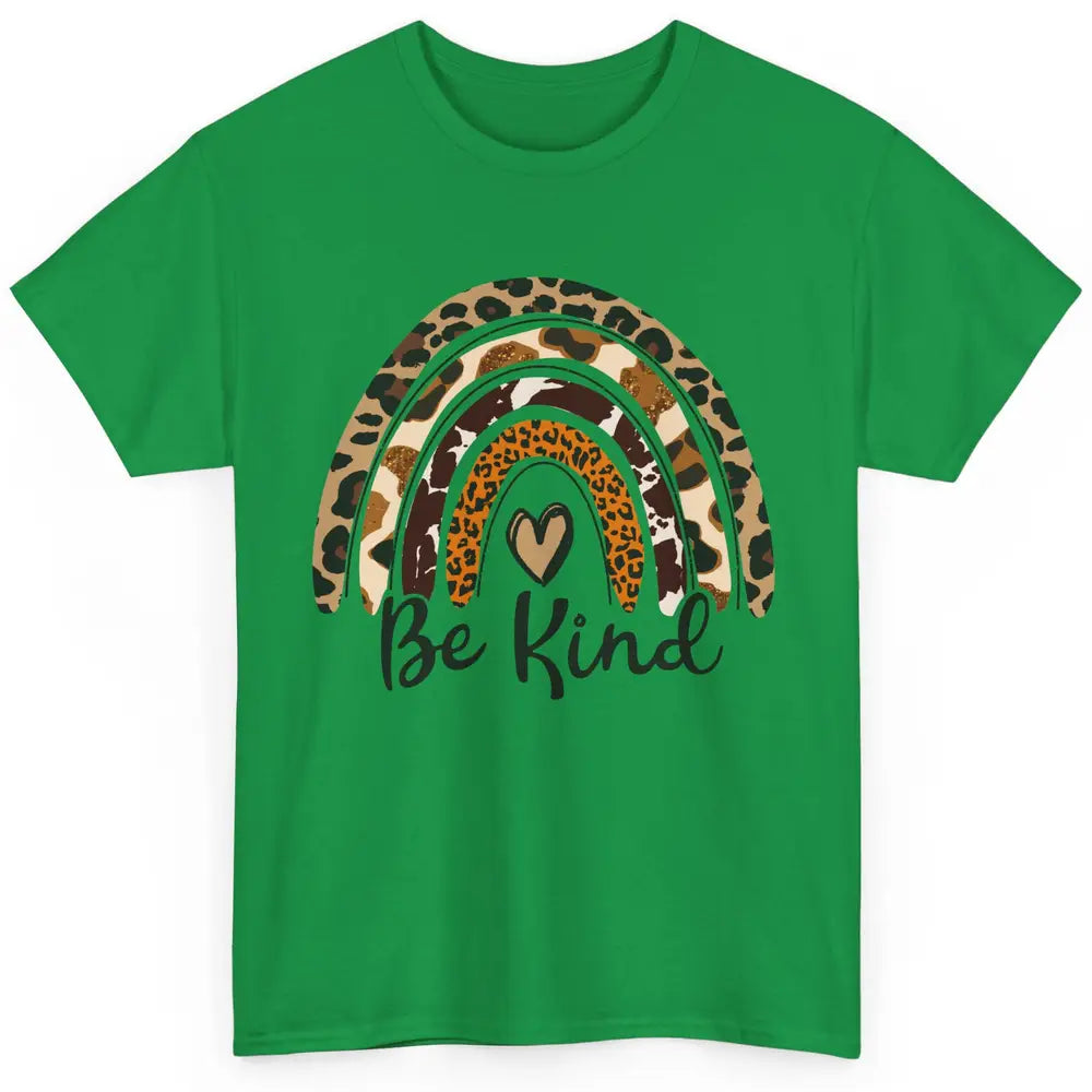 Be Kind Leopard Rainbow Cheetah Rainbow Cute Heart Love Classic Unisex T-Shirt